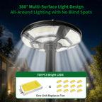 Tête de lampadaire solaire Ø 42 cm, 750 LED, détecteur de mouvement