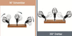 Plafonnier cages géométriques noires sur socle effet bois, 2 ou 4 E14