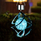 Suspension solaire spirale argentée à boule LED multicolore