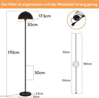 Lampadaire de bureau dôme noir et or, socle épais de 25 cm