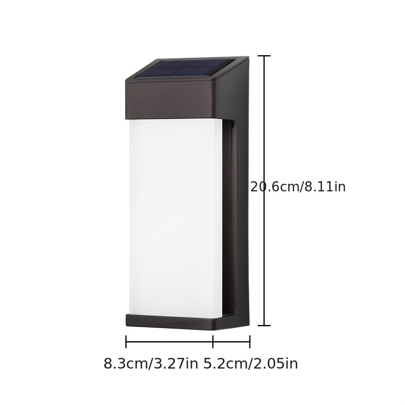 Applique murale solaire rectangulaire en métal noir et verre dépoli