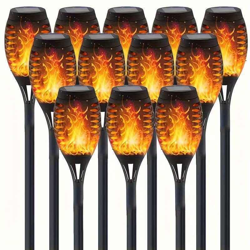 Torche solaire tiki à flamme et arabesques ajourées, 49,5 cm