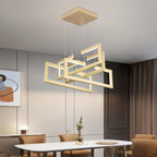 Lustre LED à quatre cadres rectangulaires entrelacés, doré, 96 W