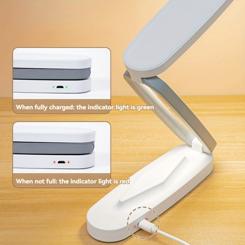 Lampe de bureau LED pliable sans fil, panneau tactile à 3 teintes