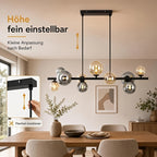 Lustre linéaire à 10 globes en verre ambré et fumé, 85 cm, G9