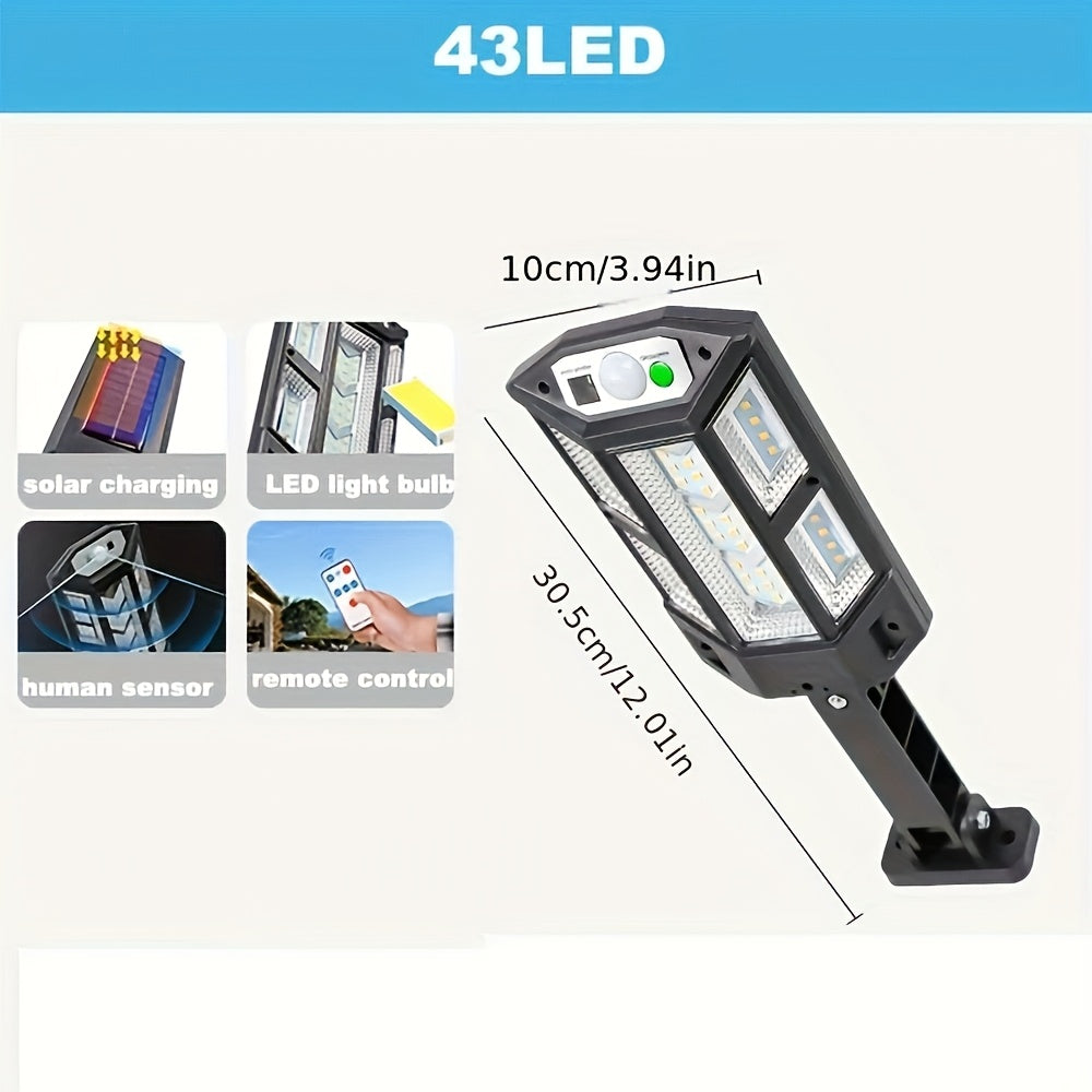 Applique solaire réverbère à détecteur éclairant sur 3 faces, lot de 2
