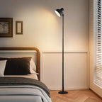 Lampadaire LED USB noir convertible en lampe de chevet, 45 à 145 cm