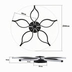 Plafonnier LED fleur à cinq branches courbes, Ø 80 cm, noir ou blanc