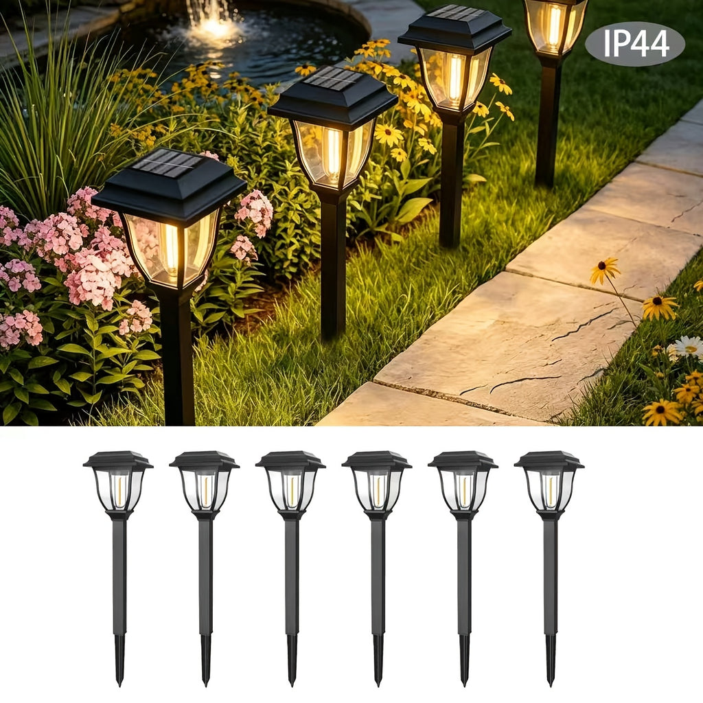 Lanterne solaire vintage à ampoule filament, 32 cm, IP44, lot de 6