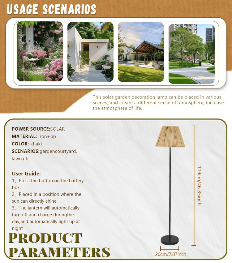 Lot de 2 lampadaires solaires effet rotin, hauteur réglable, IP44