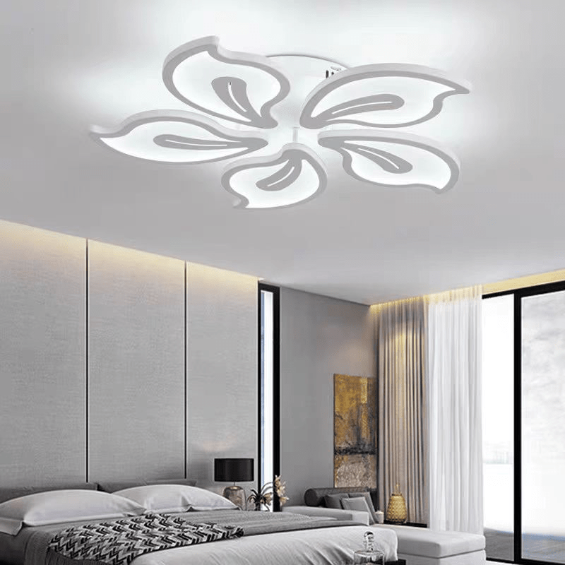 Plafonnier LED fleur blanche Ø 49 cm, 73 W, variateur à télécommande