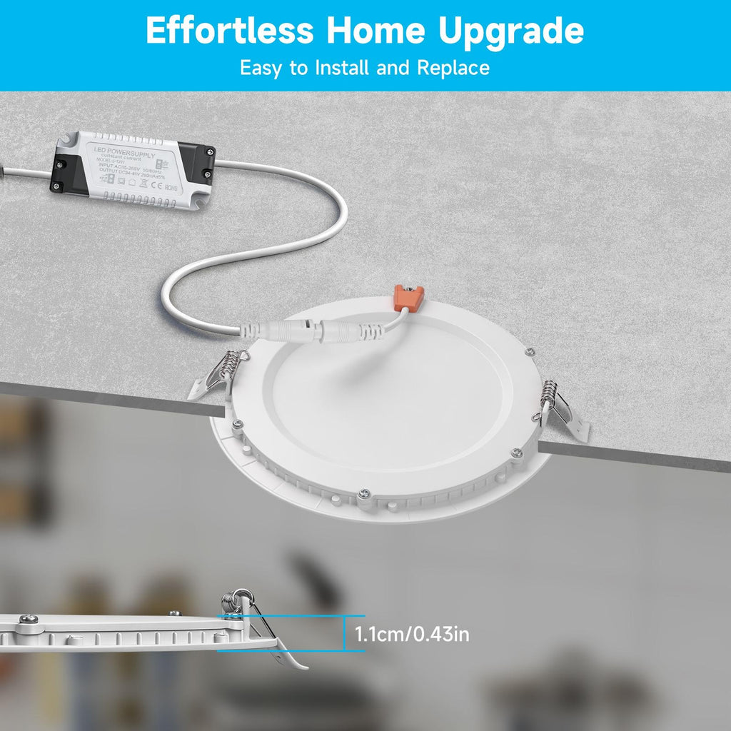 Spot LED encastrable extra-plat Ø 17 cm, 12 W blanc froid, lot de 12