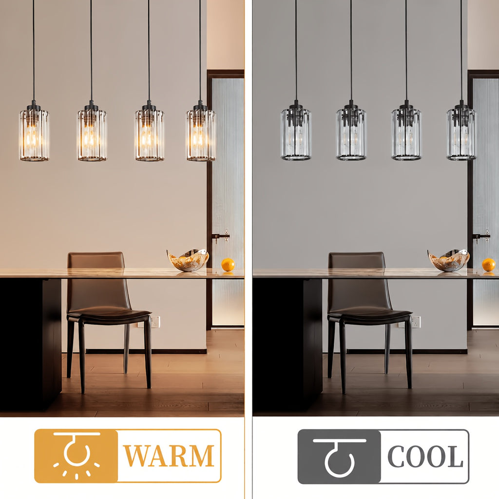 Suspension cylindres en cristal K9, 3 ou 4 lumières, monture noire