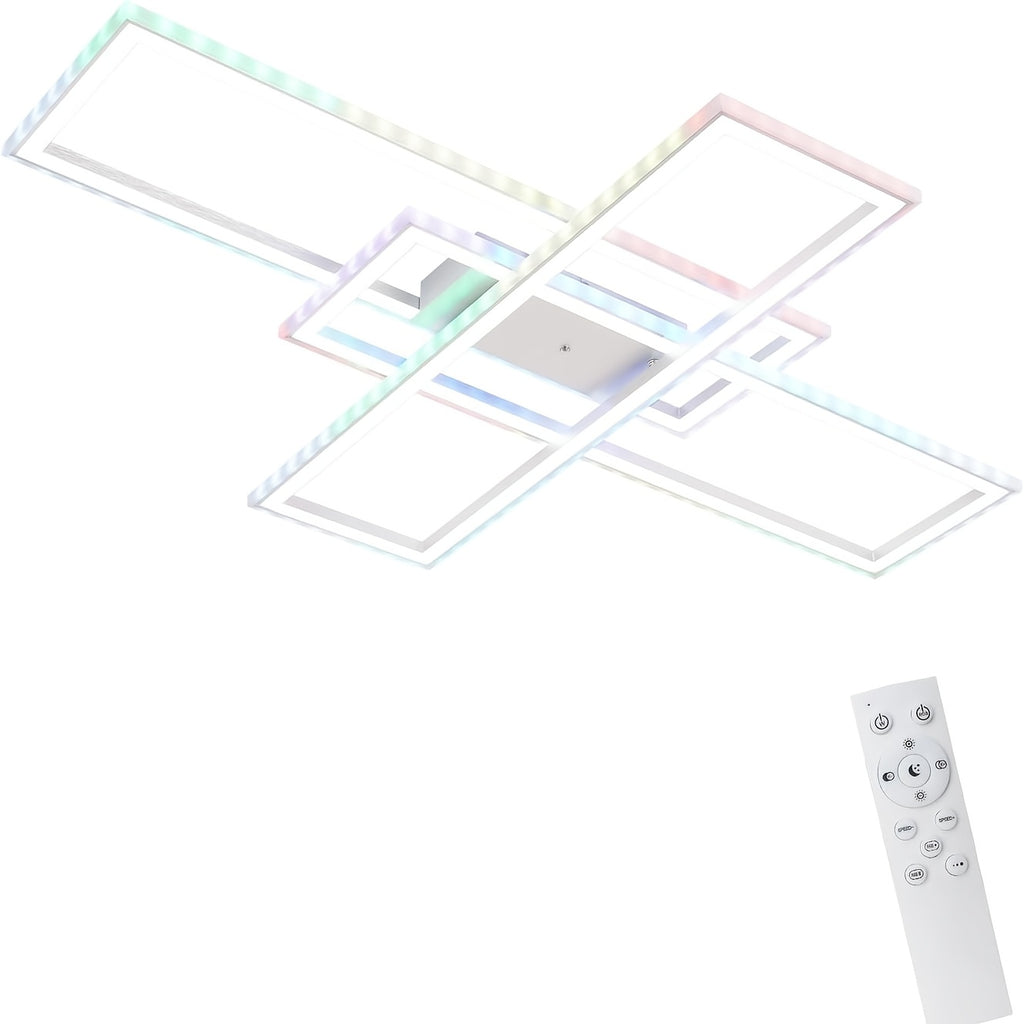 Plafonnier LED rotatif à rectangles RVB, 101 cm, avec télécommande