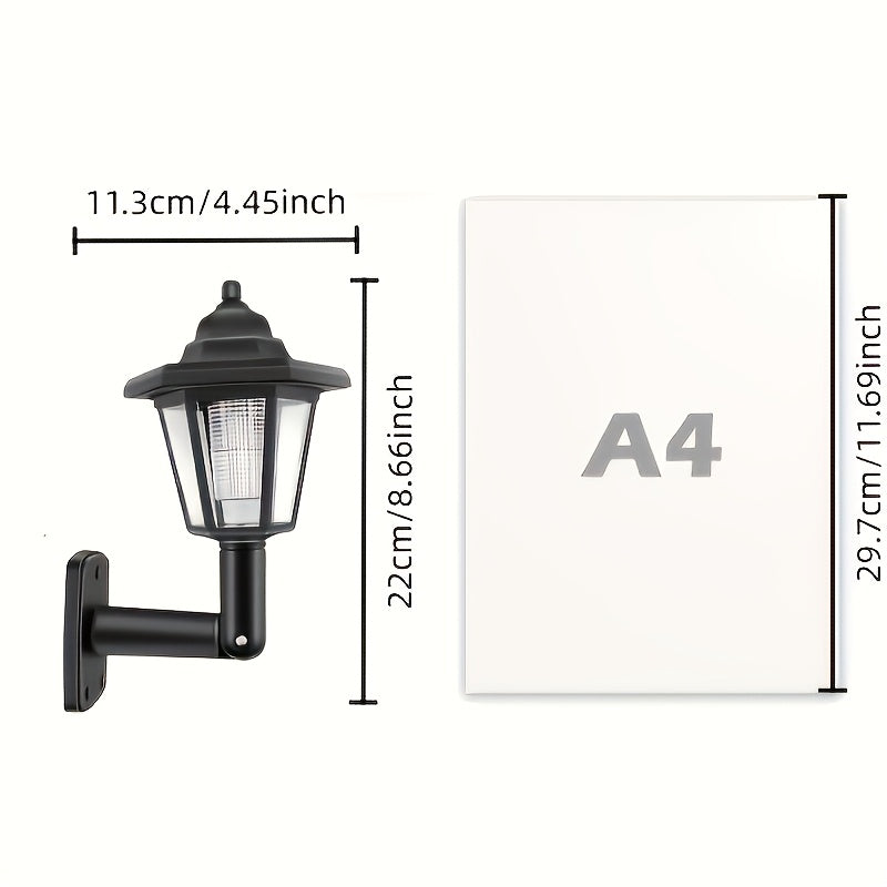 Applique lanterne solaire hexagonale noire, 22 cm, lot de 4