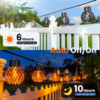 Lot de 5 lanternes solaires boule noire à effet flamme, à anse
