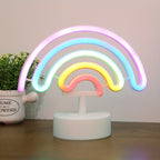 Néon LED arc-en-ciel sur socle, à piles ou USB, 23 x 19 cm