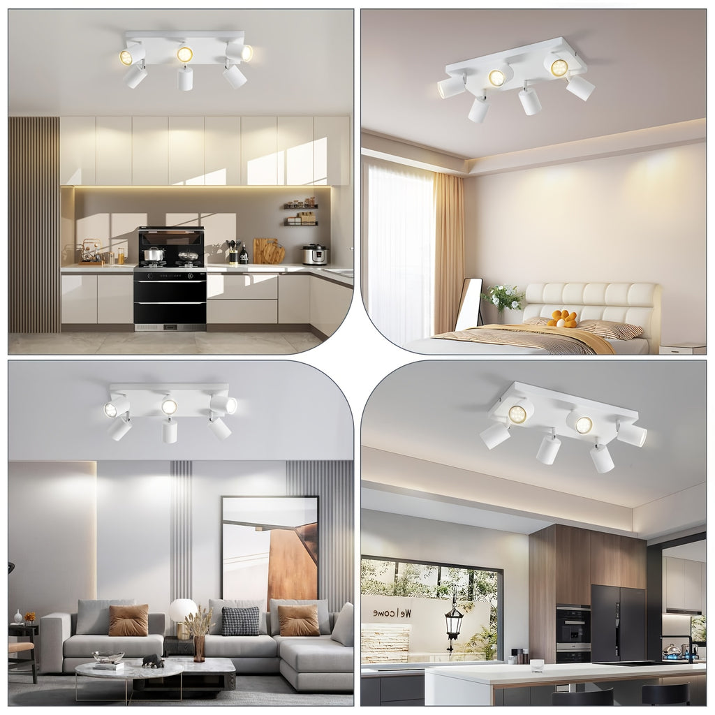 Plafonnier à spots GU10 orientables sur platine, noir ou blanc