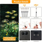 Lampe solaire de jardin feu d'artifice, 120 LED sur 6 tiges souples