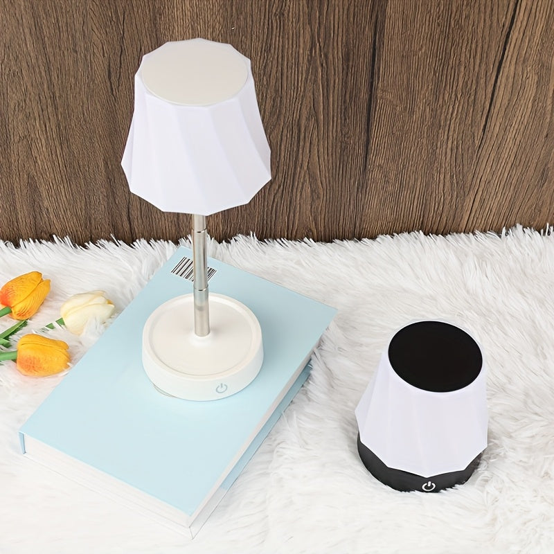 Lampe de chevet télescopique sans fil, abat-jour facetté torsadé