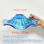 Abat-jour en verre bleu ondulé de 23 cm pour douille E27