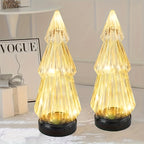 Lampe décorative solaire sapin effet verre strié, 24 cm
