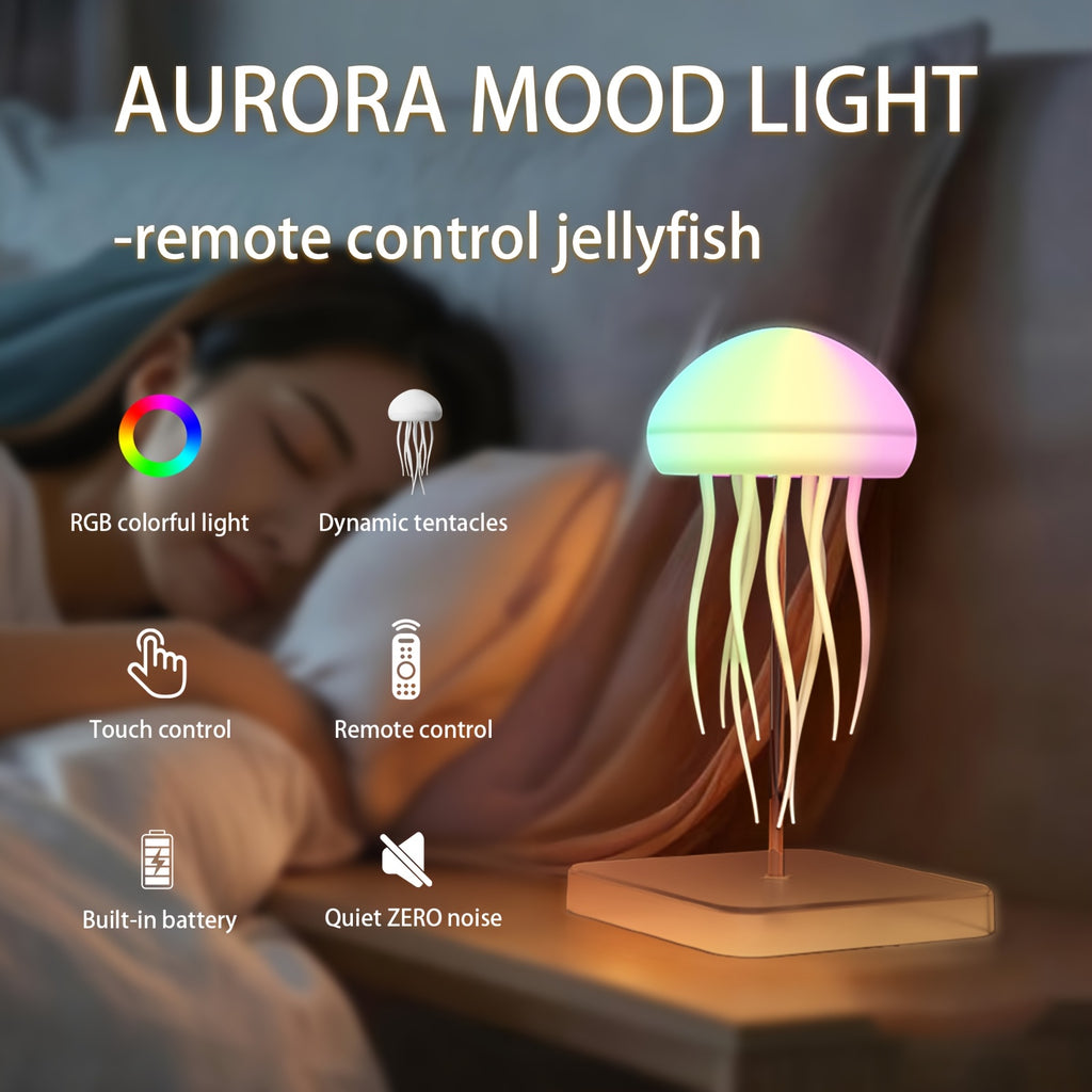 Lampe méduse sans fil RVB, télécommande et commande tactile