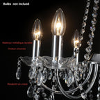 Lustre chromé à 6 bras et pampilles de cristal, douilles E14