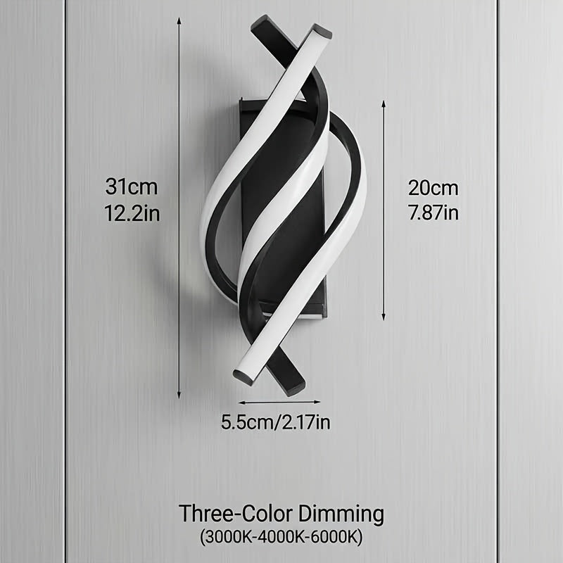 Applique murale LED torsadée en spirale, trois teintes, lot de 2 à 4