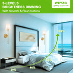 Lot de 2 appliques murales dorées sans fil, ampoules LED RVB