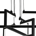 Lustre LED noir à trois cadres rectangulaires, 71 W, 50 cm