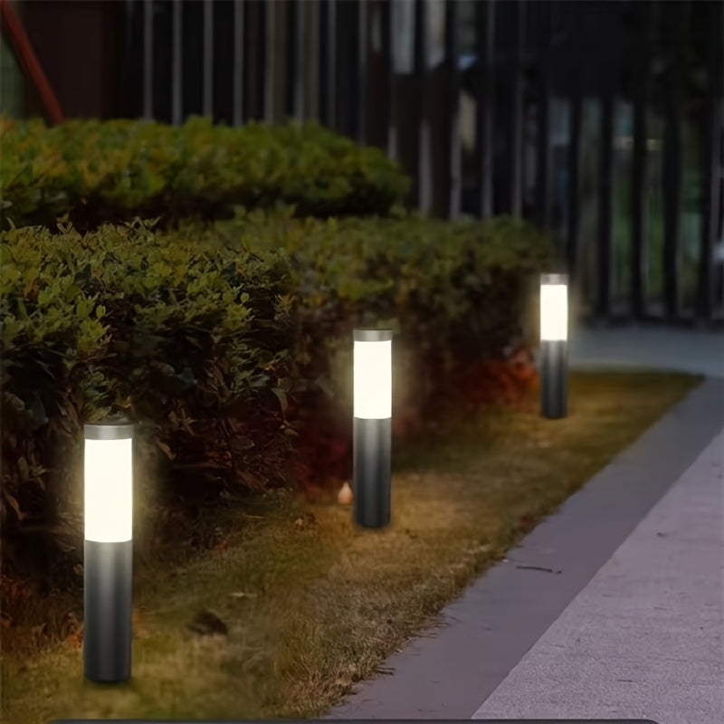 Lampe solaire tube à diffuseur opalin, noire ou argentée, lot de 2