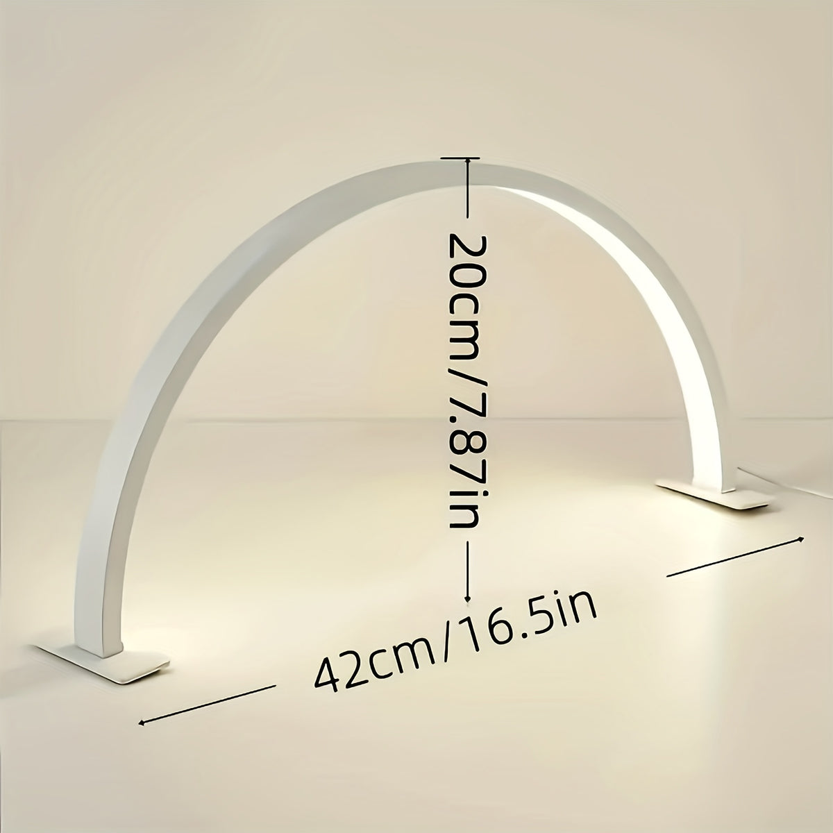 Lampe de bureau LED demi-lune blanche, arche de 42 cm à 3 teintes