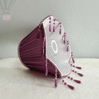 Abat-jour plissé violet prune à pendeloques en gouttes, Ø 25 cm