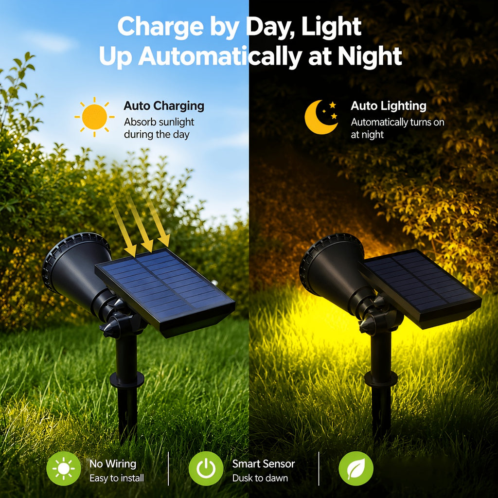 Spot solaire mural ou à piquet IP65, blanc chaud ou 7 couleurs