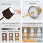 Lot de 2 lampes sans fil à abat-jour ondulé, tactiles, 30,5 cm
