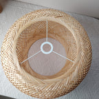 Grand abat-jour en bambou tressé, tambour arrondi Ø 45 cm