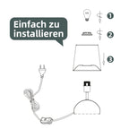 Lot de 2 lampes de chevet blanches en tissu, socle dôme et douille E14