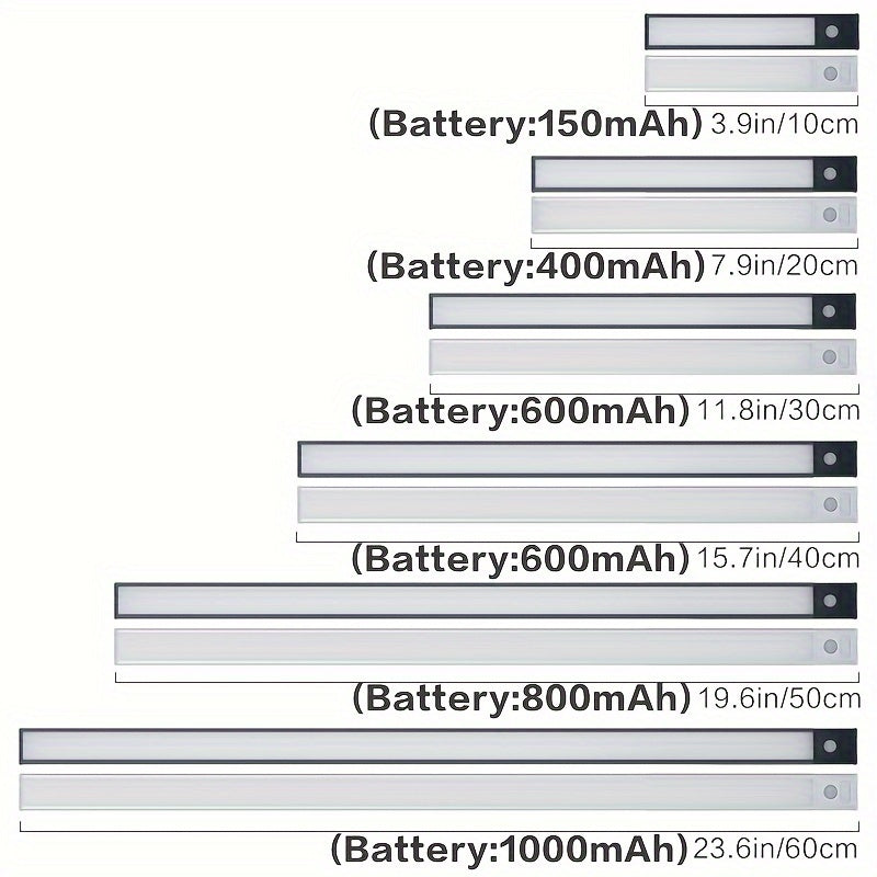 Réglette LED sans fil en aluminium à détecteur, 10 à 50 cm
