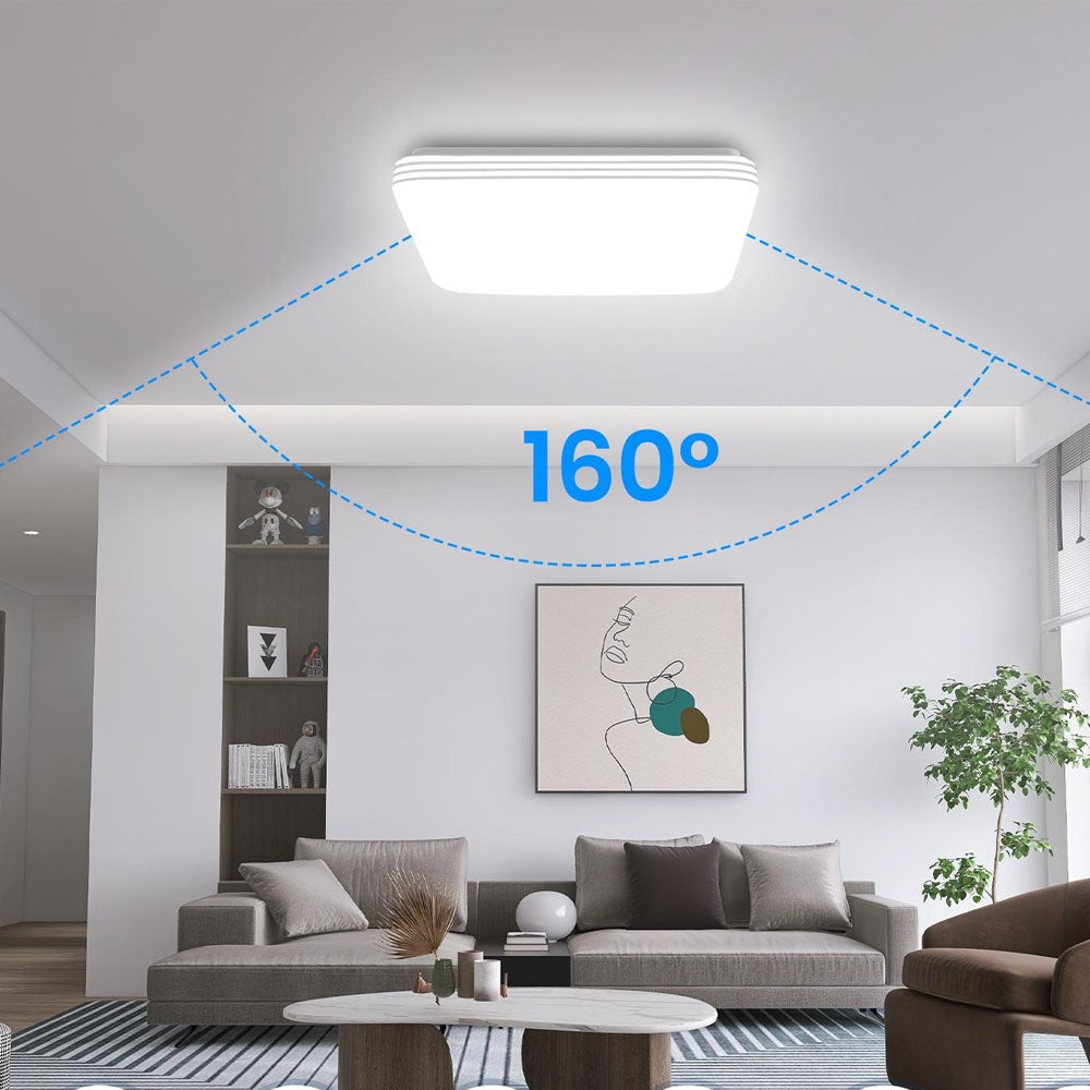 Lot de 2 plafonniers LED carrés 21,5 cm, blanc froid 6500 K