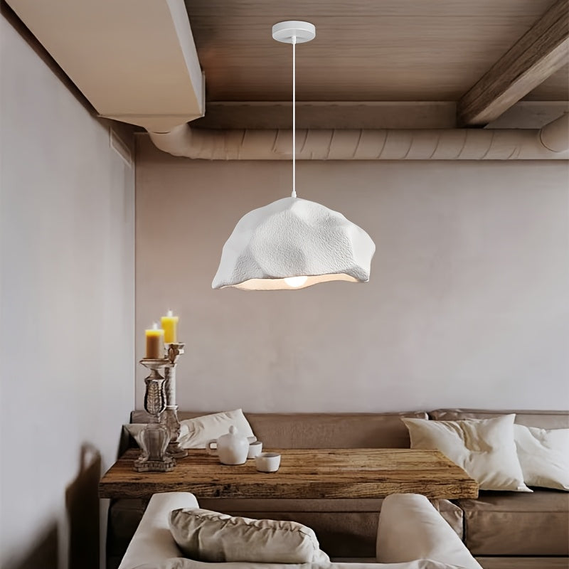 Suspension effet roche blanche texturée, 45 cm, esprit japonais