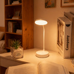 Lampe de bureau sans fil blanche à col flexible, batterie 800 mAh