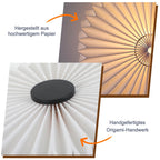 Lampe de chevet abat-jour plissé en papier blanc, pied noir G9
