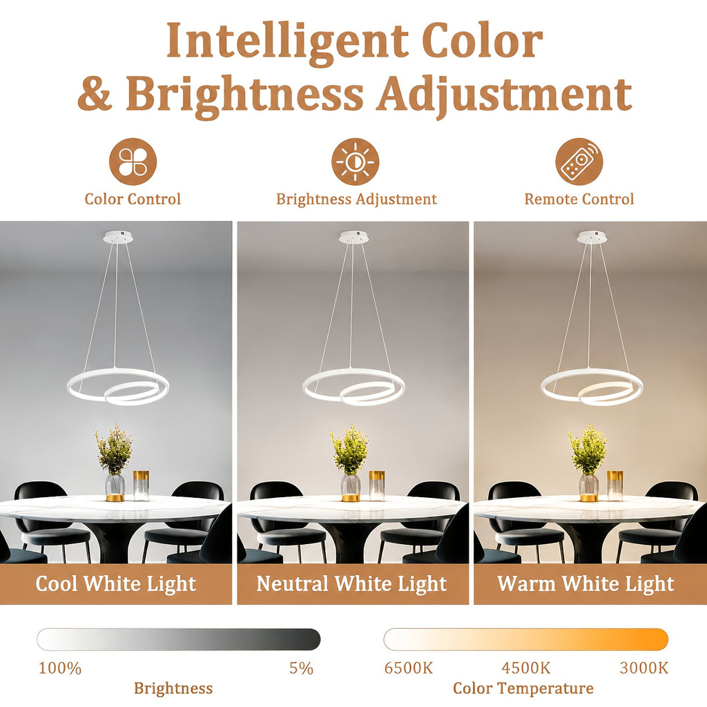 Lustre LED spirale à deux niveaux Ø 40 cm, blanc ou noir, 34 W