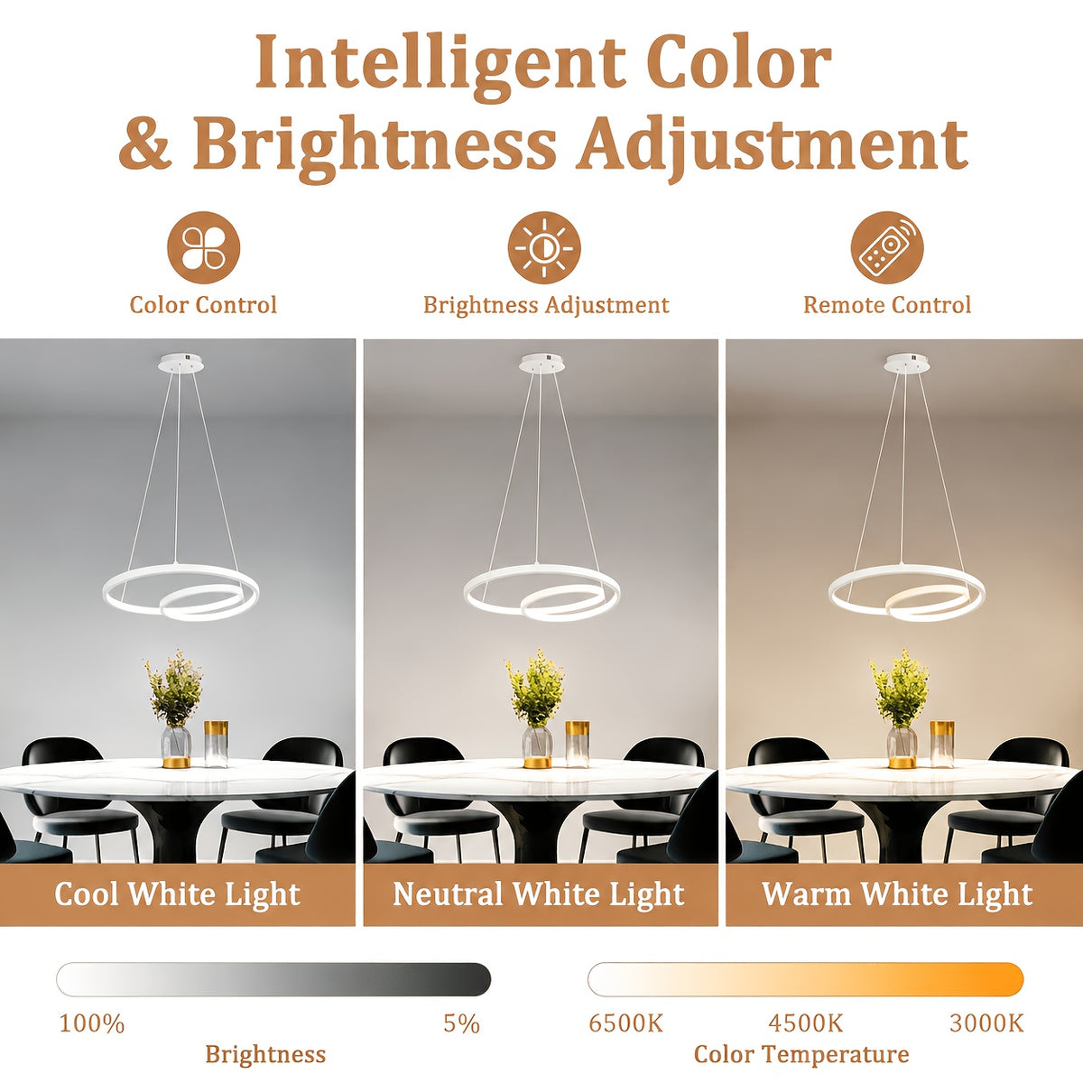 Lustre LED spirale à deux niveaux Ø 40 cm, blanc ou noir, 34 W