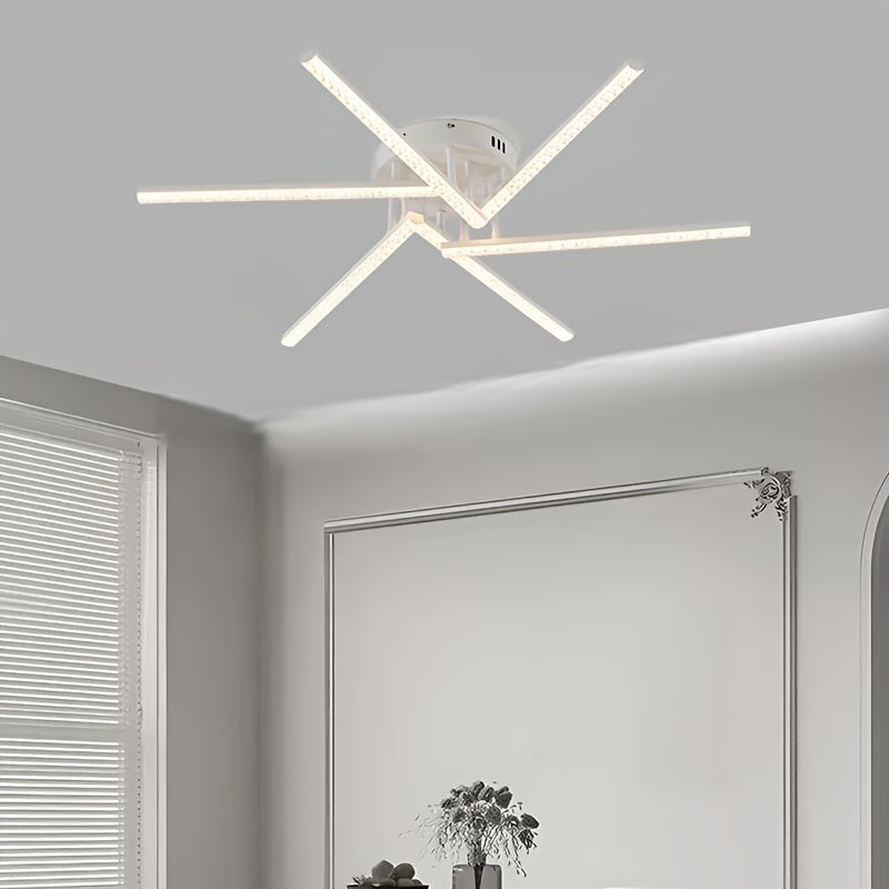 Plafonnier LED à branches rayonnantes, doré, noir ou blanc, 76 cm