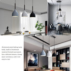 Suspension 3 gouttes en aluminium noir, blanc et gris sur rosace