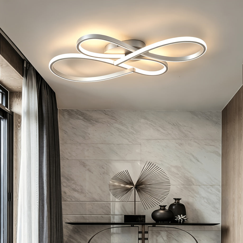 Plafonnier LED en double huit, 79 cm, noir, argenté ou doré