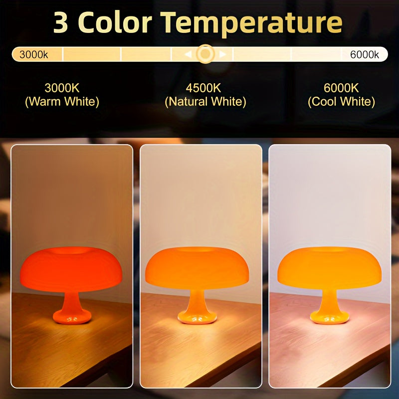 Petite lampe champignon orange vif, 25 cm, branchement USB