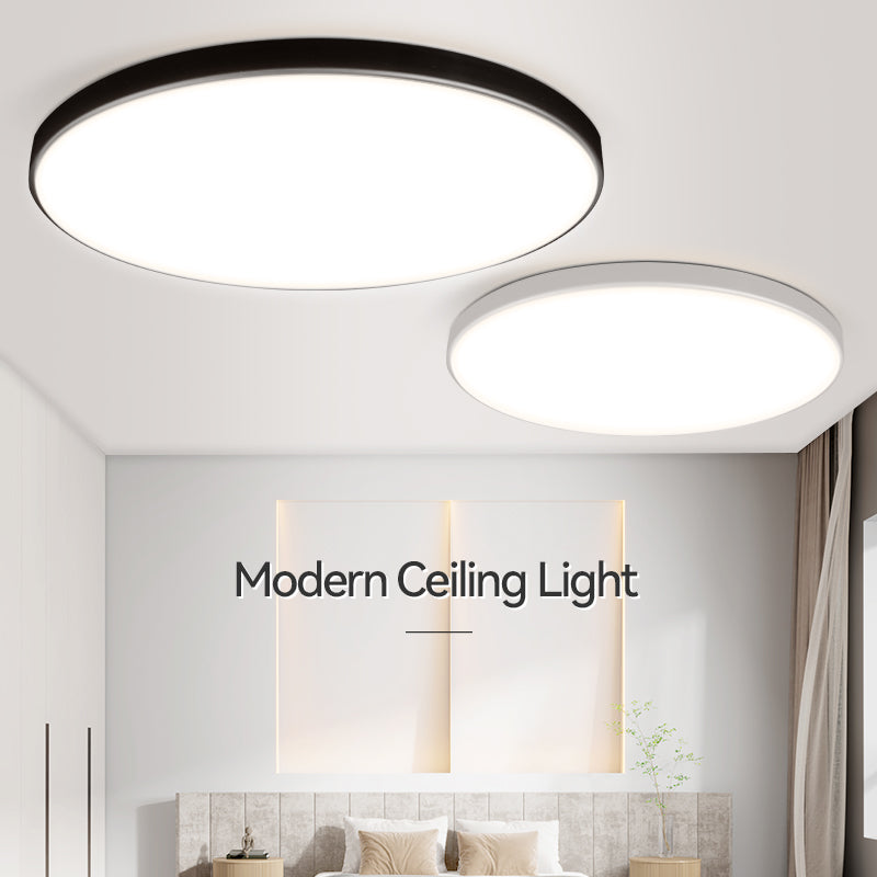 Plafonnier LED rond extra-plat noir IP65, Ø 47 cm, blanc froid 48 W